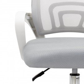 Кресло CROMEX Hit CH-695W, с подлокотниками, пластик белый, сетка, серое, ткань TW, 533067