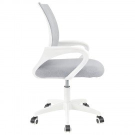 Кресло CROMEX Hit CH-695W, с подлокотниками, пластик белый, сетка, серое, ткань TW, 533067