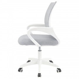 Кресло CROMEX Hit CH-695W, с подлокотниками, пластик белый, сетка, серое, ткань TW, 533067