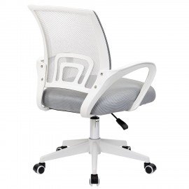Кресло CROMEX Hit CH-695W, с подлокотниками, пластик белый, сетка, серое, ткань TW, 533067
