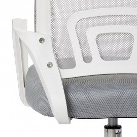 Кресло CROMEX Hit CH-695W, с подлокотниками, пластик белый, сетка, серое, ткань TW, 533067