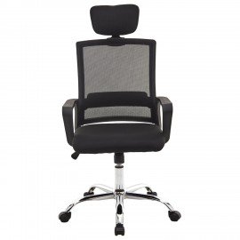 Кресло CROMEX Debut CH-697, ХРОМ, с подлокотниками, мех. качания, сетка, черное, ткань, 533068