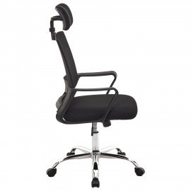 Кресло CROMEX Debut CH-697, ХРОМ, с подлокотниками, мех. качания, сетка, черное, ткань, 533068