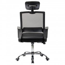 Кресло CROMEX Debut CH-697, ХРОМ, с подлокотниками, мех. качания, сетка, черное, ткань, 533068