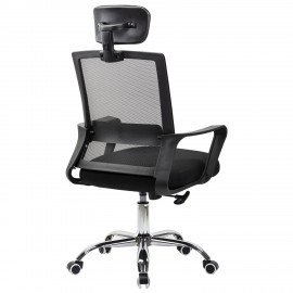 Кресло CROMEX Debut CH-697, ХРОМ, с подлокотниками, мех. качания, сетка, черное, ткань, 533068