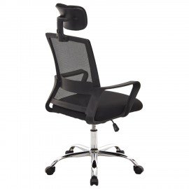 Кресло CROMEX Debut CH-697, ХРОМ, с подлокотниками, мех. качания, сетка, черное, ткань, 533068