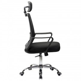 Кресло CROMEX Debut CH-697, ХРОМ, с подлокотниками, мех. качания, сетка, черное, ткань, 533068