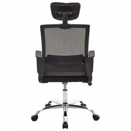 Кресло CROMEX Debut CH-697, ХРОМ, с подлокотниками, мех. качания, сетка, черное, ткань, 533068