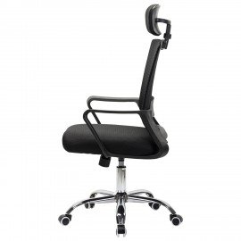 Кресло CROMEX Debut CH-697, ХРОМ, с подлокотниками, мех. качания, сетка, черное, ткань, 533068