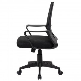 Кресло CROMEX Basic CH-698, с подлокотниками, мех. качания, сетка, черное, ткань TW, 533069