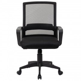 Кресло CROMEX Basic CH-698, с подлокотниками, мех. качания, сетка, черное, ткань TW, 533069