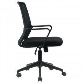 Кресло CROMEX Basic CH-698, с подлокотниками, мех. качания, сетка, черное, ткань TW, 533069