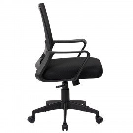 Кресло CROMEX Basic CH-698, с подлокотниками, мех. качания, сетка, черное, ткань TW, 533069