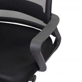 Кресло CROMEX Basic CH-698, с подлокотниками, мех. качания, сетка, черное, ткань TW, 533069