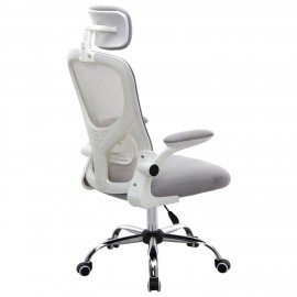 Кресло CROMEX Dynamic CH-699, откидные подлокотники, пластик белый, сетка, серое, TW, 533070