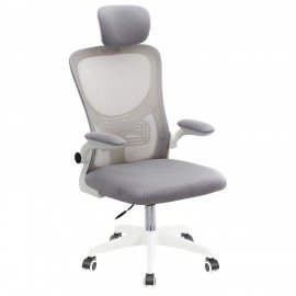 Кресло CROMEX Dynamic CH-699, откидные подлокотники, пластик белый, сетка, серое, TW, 533070