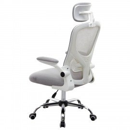 Кресло CROMEX Dynamic CH-699, откидные подлокотники, пластик белый, сетка, серое, TW, 533070