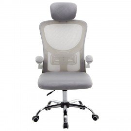 Кресло CROMEX Dynamic CH-699, откидные подлокотники, пластик белый, сетка, серое, TW, 533070