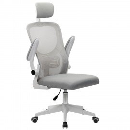 Кресло CROMEX Dynamic CH-699, откидные подлокотники, пластик белый, сетка, серое, TW, 533070