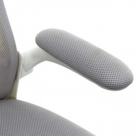 Кресло CROMEX Dynamic CH-699, откидные подлокотники, пластик белый, сетка, серое, TW, 533070