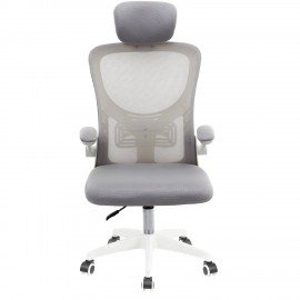 Кресло CROMEX Dynamic CH-699, откидные подлокотники, пластик белый, сетка, серое, TW, 533070