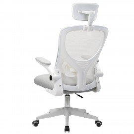 Кресло CROMEX Dynamic CH-699, откидные подлокотники, пластик белый, сетка, серое, TW, 533070