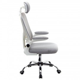 Кресло CROMEX Dynamic CH-699, откидные подлокотники, пластик белый, сетка, серое, TW, 533070