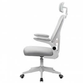 Кресло CROMEX Dynamic CH-699, откидные подлокотники, пластик белый, сетка, серое, TW, 533070