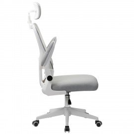 Кресло CROMEX Dynamic CH-699, откидные подлокотники, пластик белый, сетка, серое, TW, 533070