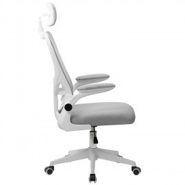 Кресло CROMEX Dynamic CH-699, откидные подлокотники, пластик белый, сетка, серое, TW, 533070