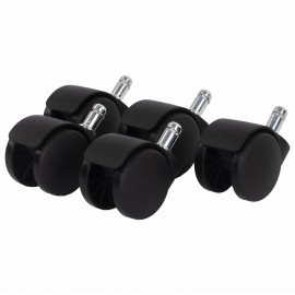 Колеса (ролики) для кресла, пластиковые, КОМПЛЕКТ 5шт, шток d11мм, черные, в пакете, WBZ, 533082