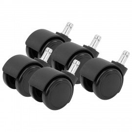 Колеса (ролики) BRABIX для кресла, прорезиненные, SLIM, КОМПЛЕКТ 5шт, шток d11мм, черные, 533084