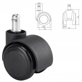 Колеса (ролики) BRABIX для кресла, прорезиненные, SLIM, КОМПЛЕКТ 5шт, шток d11мм, черные, 533084