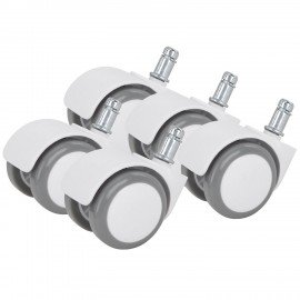 Колеса (ролики) BRABIX для кресла, прорезиненные, КОМПЛЕКТ 5шт, шток d11мм, белые, в коробе, 533085