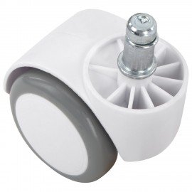 Колеса (ролики) BRABIX для кресла, прорезиненные, КОМПЛЕКТ 5шт, шток d11мм, белые, в коробе, 533085