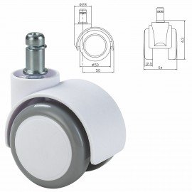 Колеса (ролики) BRABIX для кресла, прорезиненные, SLIM, КОМПЛЕКТ 5шт, шток d11мм, белые, 533086