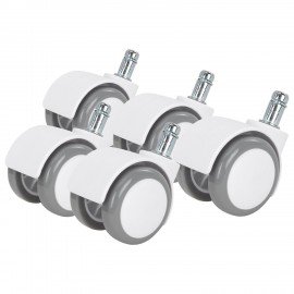 Колеса (ролики) BRABIX для кресла, прорезиненные, SLIM, КОМПЛЕКТ 5шт, шток d11мм, белые, 533086