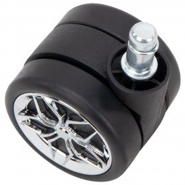 Колеса (ролики) BRABIX для кресла, прорезиненные, ХРОМ, КОМПЛЕКТ 5шт, шток d11мм, черные, короб, 533088