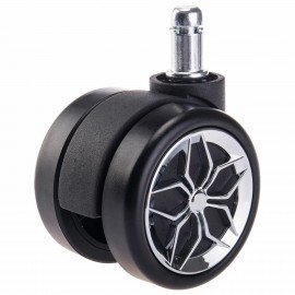 Колеса (ролики) BRABIX для кресла, прорезиненные, ХРОМ, КОМПЛЕКТ 5шт, шток d11мм, черные, короб, 533088