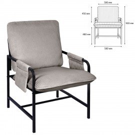 Кресло BRABIX "Gentle LC-300", ЛОФТ, пружинный блок, ткань велсофт (плюш), серое, 533142