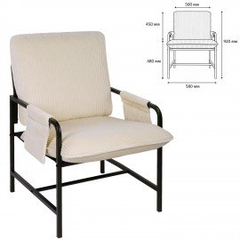 Кресло BRABIX "Gentle LC-300", ЛОФТ, пружинный блок, ткань велсофт (плюш), молочное, 533144