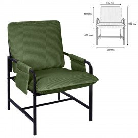 Кресло BRABIX "Gentle LC-300", ЛОФТ, пружинный блок, ткань велсофт (плюш), оливковое, 533145