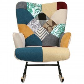 Кресло-качалка BRABIX "Rock LC-310", ткань, пэчворк (лоскутное), 533149