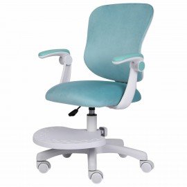 Кресло детское с подставкой для ног BRABIX "Sky MG-206", велюр, голубое, 533155