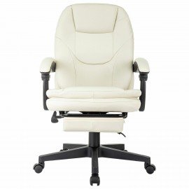 Кресло офисное CH-868N-BF, синхромеханизм, подставка для ног, экокожа, бежевое, 2018357