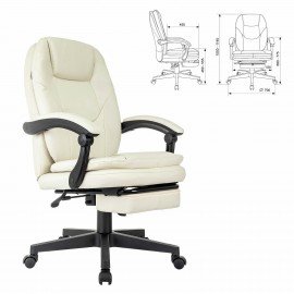 Кресло офисное CH-868N-BF, синхромеханизм, подставка для ног, экокожа, бежевое, 2018357