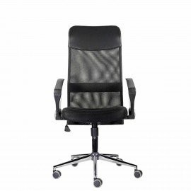 Кресло "Директ Лайт" МС-040, высокая спинка, с подлокотниками, хром, черное, ш/к ХХХХ