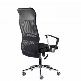 Кресло "Директ Лайт" МС-040, высокая спинка, с подлокотниками, хром, черное, ш/к ХХХХ