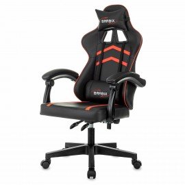 Кресло компьютерное BRABIX "Shooter GM-123", 2 подушки, экокожа, черное/красное, 533190