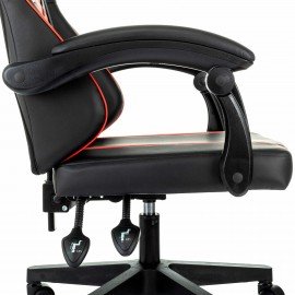 Кресло компьютерное BRABIX "Shooter GM-123", 2 подушки, экокожа, черное/красное, 533190
